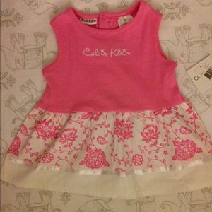 NWT Calvin Klein Baby Dress Pink/ White
